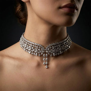 AMBER JEWELS Collier ras-de-cou de luxe en argent 925 avec moissanite taille brillant et design à pampilles, certifié IGI, ensemble de bijoux fins - Product Image 3