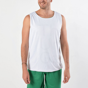 <b>Men's</b> <b>White</b> Sleeveless <b>Tank</b> <b>Top</b> O-Neck Solid Color Breathable Knitted Casual Wear - Product Image 1