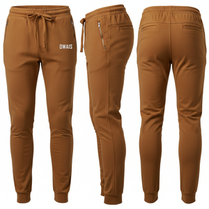 Pantalon de jogging décontracté en molleton violet pour homme Owais avec taille élastique, cordon de serrage et poches – Idéal pour l'automne - Product Image 6