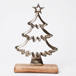 Support de Bougie en Métal pour Arbre de Noël, Porte-Bougie Chauffe-Plat avec Base en Bois, Décoration Rustique pour la Maison, Centre de Table, Décoration de Noël, Cadeau - Product Image 1