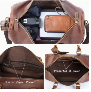 Bolsa de Viaje de Cuero Vintage, Bolsa de Gimnasio, Bolsa de Fin de Semana, Bolsa de Viaje con Cierre de Gran Capacidad, Bolso de Hombro, Bolsa de Viaje de Cuero - Product Image 5