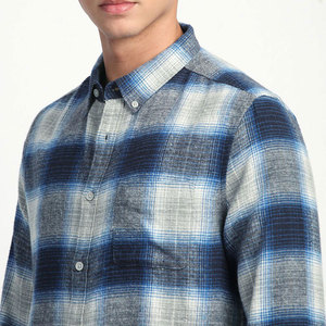 Chemise en flanelle pour homme, personnalisée en usine, de haute qualité, en tissu de coton, à manches longues, tendance automne, décontractée - Product Image 5