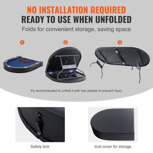 Portable 84 \ "Ovale Casino Loisirs Table 10 Joueurs Pliable Poker Table pour Blackjack Texas Holdem En Acier Inoxydable Tasse Mahjong - Product Image 3