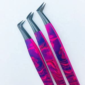 Vente en gros de pinces à cils en acier inoxydable Plasma noir Volume russe 90 degrés L violet papier enduit fibre pointue - Product Image 3