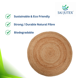 Tapis en jute tressé à la main et cousu à la main de 4 pieds, réversible, écologique, pour la décoration de sols, la maison, l'hôtel, les mariages et les événements - Product Image 6