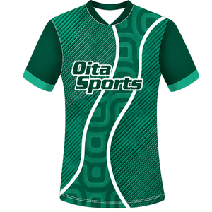 Conjunto de Camiseta y Pantalones Cortos de Rugby Verde Esmeralda y Blanco, Cuello en V, Diseño Geométrico, Uniforme de Equipo Personalizado, Transpirable, para Entrenamiento Deportivo - Product Image 3
