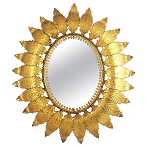 Amazing Oval Brass Mirror With <b>Leaf</b> Design Traditional <b>Wall</b> <b>Decor</b> Metal Frame - Product Image 6