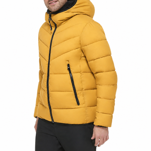 Men's Red <b>Hooded</b> Puffer Jacket Quilted Zip Up Winter <b>Coat</b> Faux <b>Fur</b> Lined Windproof Casual Outerwear - Product Image 4
