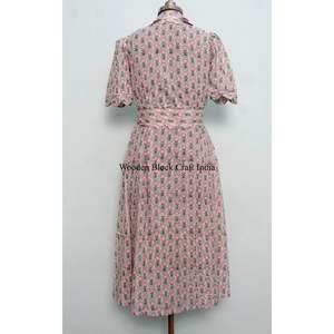 Robe en coton indien à imprimé floral, robe boutonnée, robe de chambre pour femme, robe décontractée, robe imprimée pour femme, manches courtes, longueur longue - Product Image 6