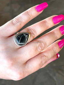 925แหวนชุบเงินแท้เครื่องประดับหรูปรับได้สีดำ - Product Image 2