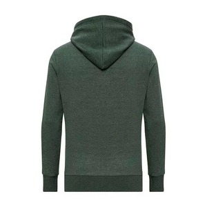 Sweat-shirt à capuche zippé vert foncé pour homme, coupe classique, couleur unie, 100 % coton, tissu molletonné français, vêtement d'automne - Product Image 4