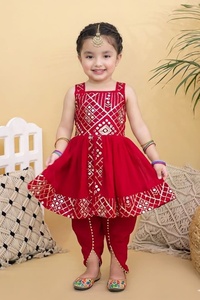 ชุดคุर्ติทรงเอลายปักลายชนเผ่าสำหรับเด็กผู้หญิง พร้อมกางเกงโดตี - Product Image 1