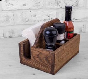 Wooden Kitchen Condiment Holder Rectangular Single Tier Storage <b>Rack</b> Minimalist Style Standing Type for Tabletop Use Storage Box - Product Image 2