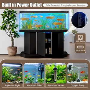 Mobiletto Moderno per Acquario Resistente da 55/75 Galloni con Presa di Corrente (4 AC, 2 USB) e Accessori per un Comodo Stoccaggio - Product Image 3