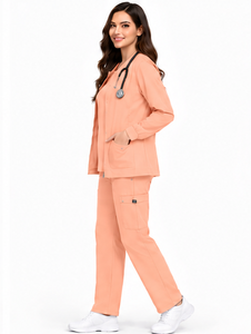 Blouse de laboratoire professionnelle ivoire pour chirurgien, unisexe, respirante, en coton et polyester, uniforme clinique à manches longues, uniforme médical, vente en gros - Product Image 3