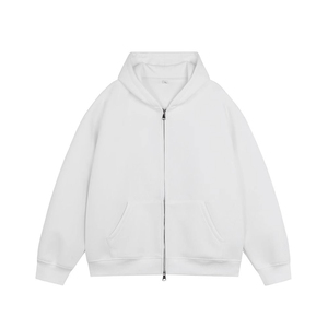 Sweat à capuche zippé intégral pour homme avec ceinture large côtelée, coupe classique, en mélange épais double couche, protection renforcée - Product Image 2