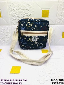 HIMALAYAN HEMP <b>Canvas</b> Cross Body Bag Heart Pattern Zipper Closure Casual Daily Use 19x6.5x19cm Eco-Friendly - Product Image 1