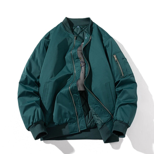 Blouson Bomber Homme Vert Olive Écologique Mego Industry Style Hip-Hop avec Fermeture Éclair Coupe-Vent Décontracté pour l'Automne - Product Image 5