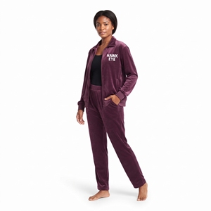 Conjunto de chándal de terciopelo personalizado para mujer, dos piezas, corte regular, chaqueta con cremallera completa y pantalones a juego, ropa de invierno, fabricante mayorista - Product Image 6
