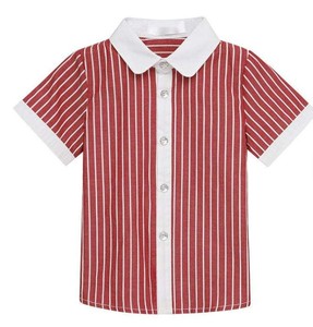 Chemise rayée à manches courtes pour garçons, haut tissé décontracté à col rabattu et boutons sur le devant - Product Image 5
