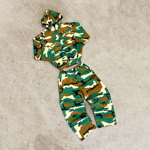 Fast Sampling Custom Sweat Suit Two Piece Hoodie Set High Quality Camouflage Zip Hoodie and Sweatpants Set Tech Fleece <b>Tracksuit</b> - Product Image 1