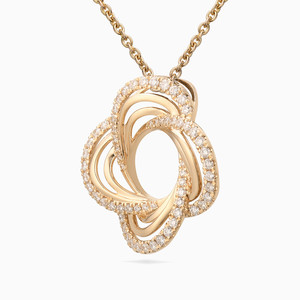 Luxury 18K <b>Solid</b> <b>Gold</b> Diamond <b>Pendant</b> Necklace Geometric Design Round Brilliant Cut Channel Setting Women Everyday Wear - Product Image 3