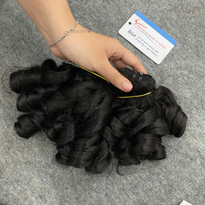 ผมต่อแบบสตีมบั๊นซี่ ลอนเด้ง สีธรรมชาติ พร้อมส่ง ผู้จำหน่ายผมดิบ ช่อผมดิบ แบบดับเบิ้ลดรอนเวฟท์ - Product Image 1