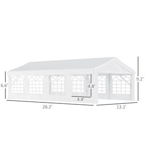 Gazebo da Esterno Bianco Resistente 4x8m con 4 Pareti Laterali e 8 Finestre per Matrimoni ed Eventi - Product Image 3