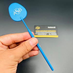 Espejo de Pestañas Ovalado con Recubrimiento de Color Azul, Acero Inoxidable, Impresión de Logotipo Personalizado, Espejo de Inspección de Manicura con Punta Cuadrada, OEM - Product Image 4