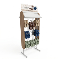 Présentoir moderne en métal sur roulettes pour tongs - Support de sol suspendu pour sandales, idéal pour les magasins de plage et la vente au détail