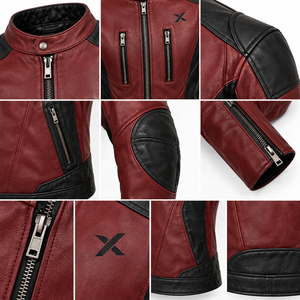 Veste de moto en cuir de la collection Capsule |   Noir Bourgogne Marron Bleu |   Fabricant OEM ODM |   Qualité de conception haut de gamme | - Product Image 4