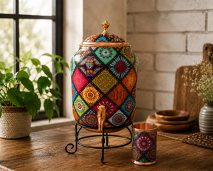 Bohemian Metal <b>Drink</b> <b>Dispenser</b> With Lid Large Capacity Decorative Pattern Home Use - Product Image 1