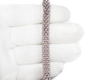 Pulsera de Plata de Ley 925 Sólida con Malla de Palomitas de Maíz Tejida Flexible, Joyería Fina, Joyas Memoria, Venta al por Mayor - Product Image 2