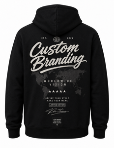 OEM and OEM <b>Men</b>’s Black <b>Pullover</b> Hoodie Custom Embroidery Oversized Streetwear Heavyweight Fleece Sweatshirt - Product Image 2