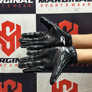 Guantes de Receptor de Fútbol Americano Personalizados en Color Negro, con Agarre de Palma de Alta Elasticidad, Guantes de Lineman de Fútbol Americano y Rugby con Logotipo - Product Image 2