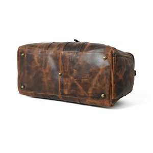 Sac de voyage vintage en cuir Crazy Horse pour homme avec compartiment à chaussures - Product Image 4