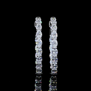 Boucles d'oreilles créoles de luxe avec diamant ovale cultivé en laboratoire, or 10K 14K 18K, argent 925 935, bijoux fins pour mariage et fiançailles - Product Image 1