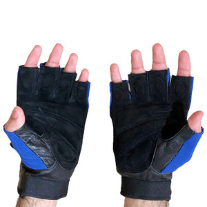 <b>Half</b> Finger Fitness Gloves Black Blue Adjustable Wrist Strap Gym Weight Lifting Unisex Breathable Non <b>Slip</b> - Product Image 4