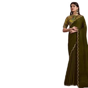 Nueva colección de Saree de seda étnica de nuevo diseñador con estilo con blusa estampada floral y pañuelos para fiestas - Product Image 1