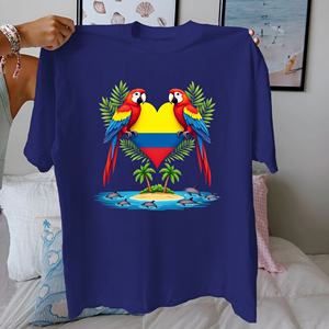 Drapeau colombien coeur Design 100% pur coton T-shirt femme coupe confortable Style décontracté avec motif imprimé - Product Image 2