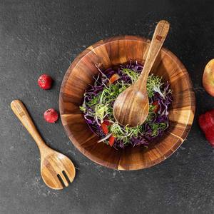 Fournisseur de confiance Bol à salade en bois Bol à salade en bois d'acacia Grand bol de service à salade Grand bol à salade en bois avec ustensiles de service - Product Image 3