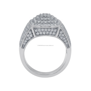 Hiphop Rhodium Plated Sterling Silver Cluster <b>Ring</b> with Prong Setting <b>Iced</b> Out Design Engagement & Wedding Anniversary Gift <b>Ring</b> - Product Image 6