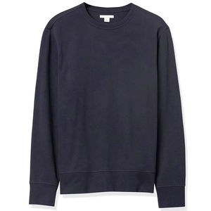Sweat-shirt à col rond bleu marine pour homme, coupe classique, manches longues, couleur unie, tricot en coton, style décontracté, pull d'automne - Product Image 1
