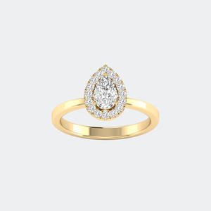Bague solitaire en or plaqué avec halo de diamants taille poire pour femme, bijoux de mariage et de fiançailles - Product Image 4