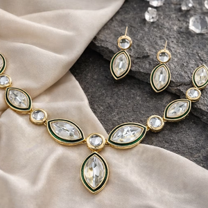 ชุดสร้อยคอพร้อมต่างหูแฟชั่นสำหรับผู้หญิง ดีไซน์เก๋ ทำจากทองเหลืองผสม งานแฮนด์เมด รูปทรงเรขาคณิต สไตล์ชาติพันธุ์ เหมาะสำหรับงานแต่งงาน งานหมั้น หรือเป็นของขวัญ - Product Image 1