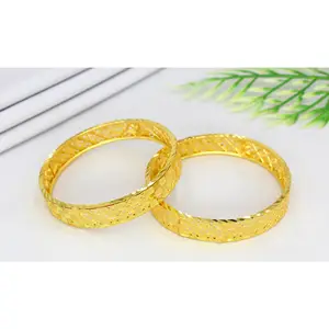 wholesale Dubai Special Women Golden Bangle Brass Fashion Jewelry Gold Plated Filled Bracelet and Hot Sale Arabic High quality