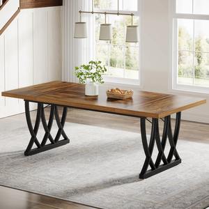 Mesa de Comedor Moderna con Estructura Metálica para Apartamentos y Hoteles, Mueble Rectangular para Cenar - Product Image 1