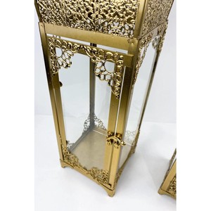 Highest Quality Rectangular <b>Brass</b> <b>Lantern</b> Set with Glass Panels for Home Decoration Durable Finish - Product Image 4