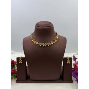 <b>Indian</b> Ethnic Disha Victorian Delicate Gold-Plated CZ <b>Necklace</b> & Earring <b>Set</b> for Bridal - Product Image 2