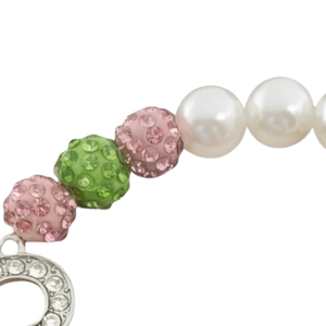 AKA สร้อยข้อมือมุกสีชมพูสีเขียวสีขาวประกายคริสตัลประดับจี้รูปตัวเลขประดับลูกปัดยืดได้เครื่องประดับข้อมือผู้หญิงแฟชั่นสตรี - Product Image 4